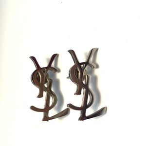 Vintage YSL Silver Logo Earrings
